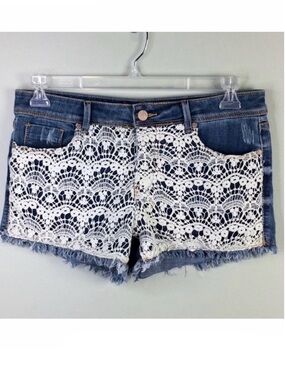 Jou Jou Blue Lace Denim Short Shorts Size 5